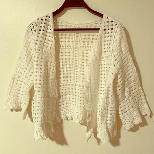 White Hollowed-out casual short-sleeved outfit